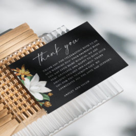 Bloesem camellia. Zwarte bloemenbruiloft Bedankkaart