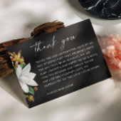 Bloesem  camellia. Zwarte bloemenbruiloft Bedankkaart