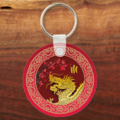 Bloesem Chinese Drakenjaar papier-gesneden Monogra Sleutelhanger (Achterkant)