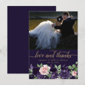 bloesem | Donker Paarse en roze foto en liefde Bedankkaart (Voorkant / Achterkant)