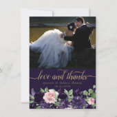 bloesem | Donker Paarse en roze foto en liefde Bedankkaart (Voorkant)