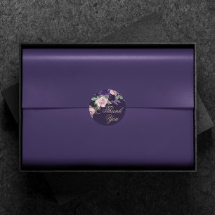 bloesem Donker Paarse en Roze Rose Dank U Ronde Sticker
