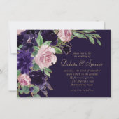 bloesem | Donker Paarse en roze rozenbloem Kaart (Voorkant)