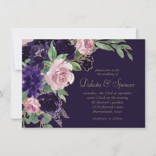 bloesem | Donker Paarse en roze rozenbloem Kaart (Voorkant)