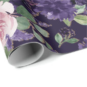 bloesem | Donker Paarse en roze rozenpatroon Cadeaupapier (Rol Hoek)