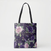 bloesem | Donker Paarse en roze rozenpatroon Tote Bag (Voorkant)