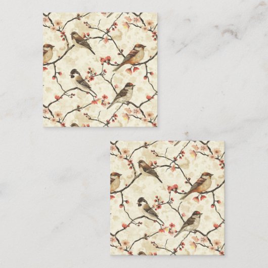 Bloesem en lied vierkante visitekaartje (Voorkant / Achterkant)