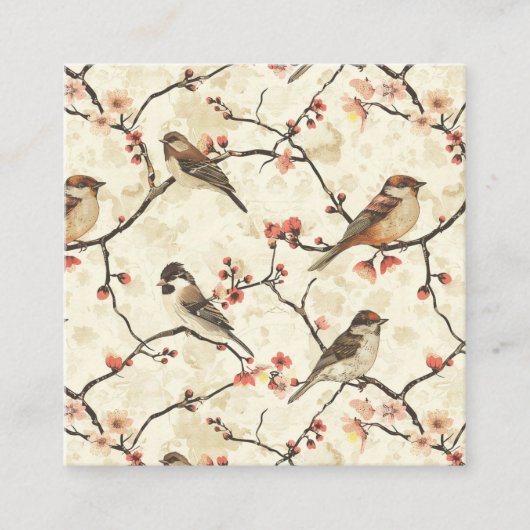 Bloesem en lied vierkante visitekaartje (Voorkant)