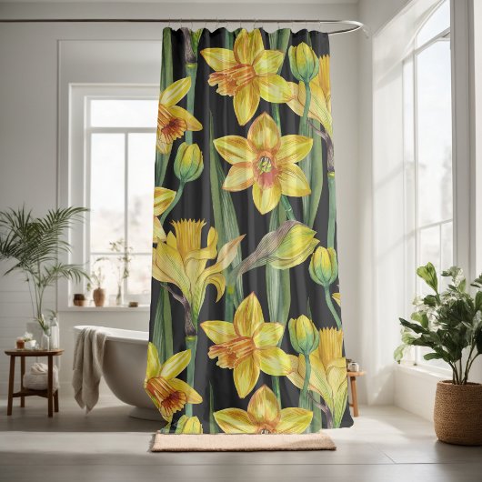 Bloesem gele bloemen decoratieve eye-catching douchegordijn