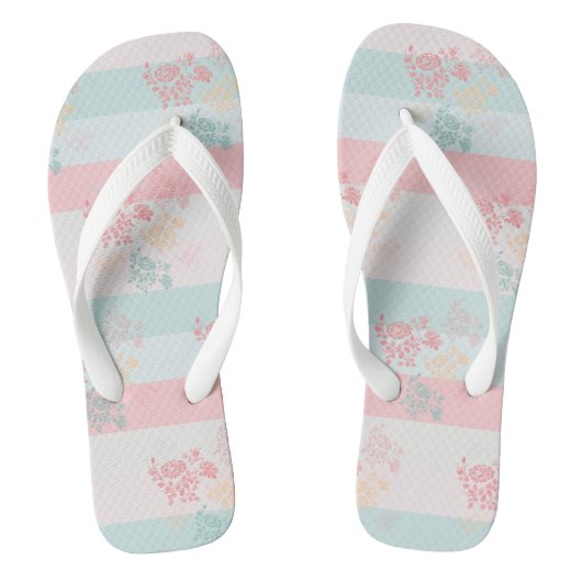 Bloesem groen-roze teenslippers (Voetbed)