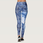 Bloesem in stijl! Chique blauwe bloemenprint Leggings (Achterkant)