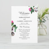 Bloesem katoenen bloem. Botanische bruiloft Programmakaart (Staand voorkant)