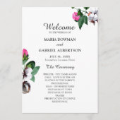 Bloesem katoenen bloem. Botanische bruiloft Programmakaart (Voorkant)