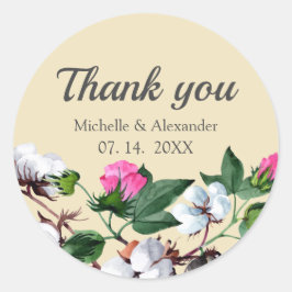 Bloesem katoenen bloem. Floral bruiloft dank u Ronde Sticker