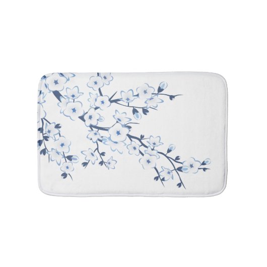 Bloesem Kersenbloesems Blauw Wit Badmat (Voorkant)