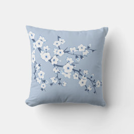 Bloesem Kersenbloesems Blauw Wit Kussen