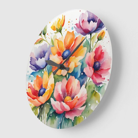 Bloesem Levendige Waterverf Bloemen Grote Klok (Hoek)