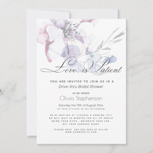 Bloesem Liefde is Geduldig  Drive Thru Bruidsmeisj Kaart (Voorkant)