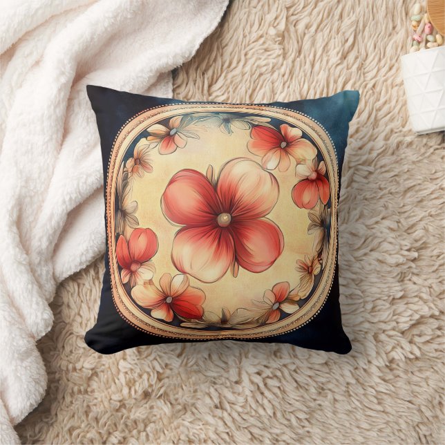  Bloesem Medallion – Bloemig Sierkussen (Deken)