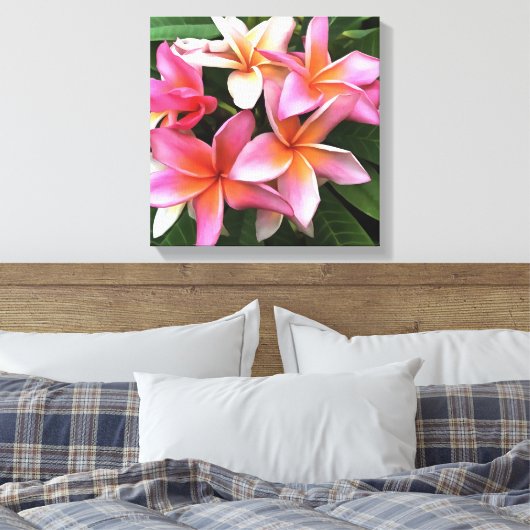 bloesem met Bleek roze Frangipani Canvas Afdruk (Insitu (Slaapkamer))