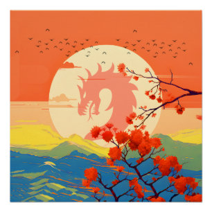 BLOESEM NATUUR BERG DRAGON PERFECT POSTER