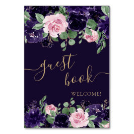 bloesem | Paarse en roze Bloemen Gastenboek Kaart