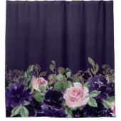 bloesem | Paarse en roze roos bloemboeket Douchegordijn (Voorkant)