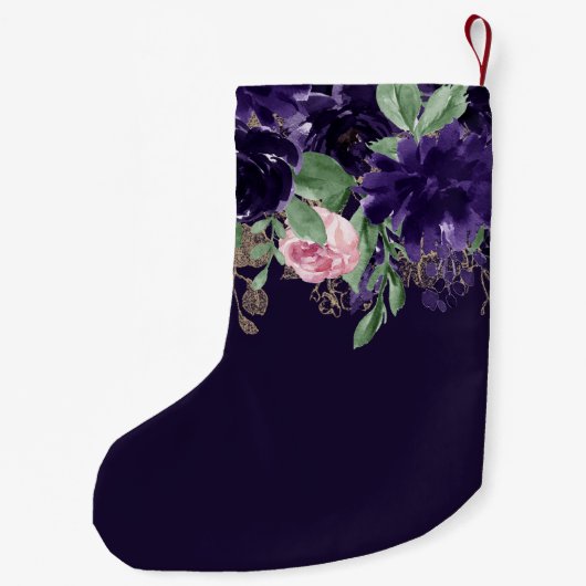 bloesem | Paarse en roze roos bloemboeket Kleine Kerstsok (Achterkant)