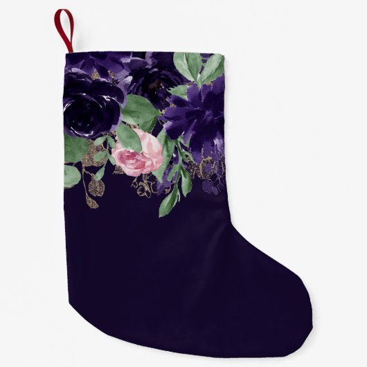 bloesem | Paarse en roze roos bloemboeket Kleine Kerstsok (Voorkant)