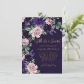 bloesem | Paarse en roze Rose Surprise Party Kaart (Staand voorkant)