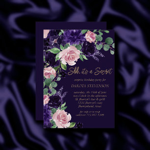 bloesem   Paarse en roze Rose Surprise Party Kaart