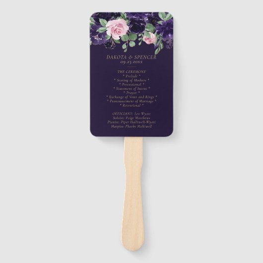bloesem | Paarse en Roze Rozen Ceremonie Handwaaier (Voorkant)
