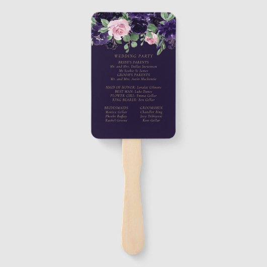 bloesem | Paarse en Roze Rozen Ceremonie Handwaaier (Achterkant)
