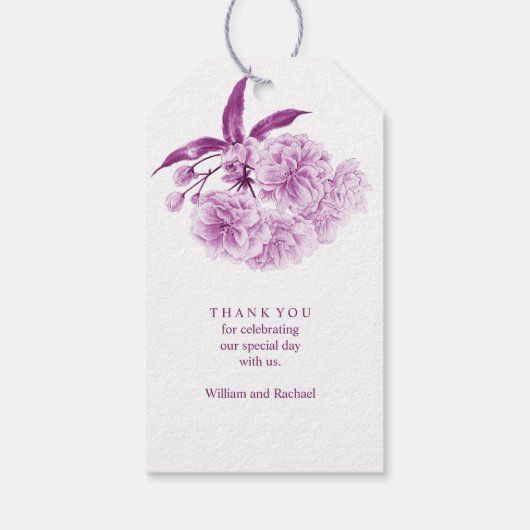 Bloesem paarse mauve bloem waterverf geschenk labe cadeaulabel (Achterkant)