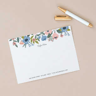  bloesem roze en blauw Floral Lijst & noten Notitiekaartje
