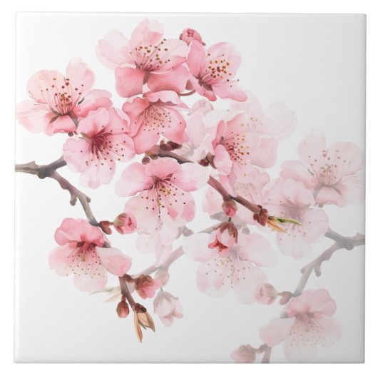 Bloesem Roze Witte Kersenbloesem Tegeltje (Voorkant)
