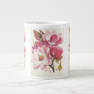 Bloesem van oude magnoliaboom, roze tuinvluchten grote koffiekop