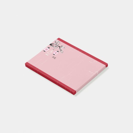 Bloesem vogelkooi rood 'Licht' Post-it® Notes (Schuin)
