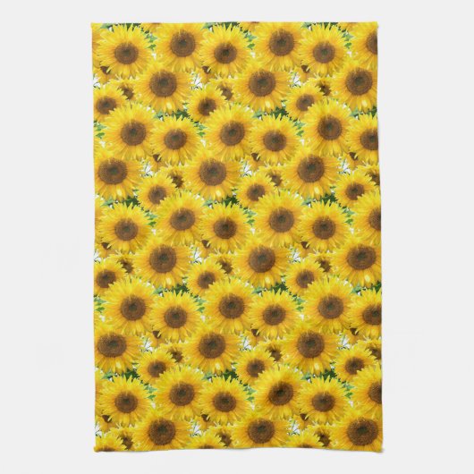 Bloesem Zonnebloemen Theedoek (Verticaal)