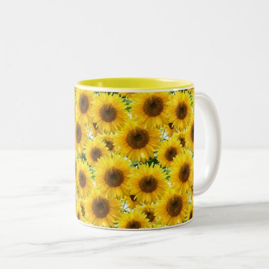 Bloesem Zonnebloemen Tweekleurige Koffiemok (Voorkant rechts)