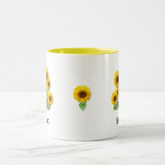 Bloesem Zonnebloemen Tweekleurige Koffiemok (Center)
