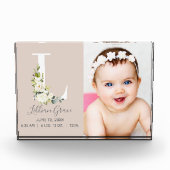 Bloesemblush letter L Photo Monogram Geboortestatu Fotoblokken (Voorkant)