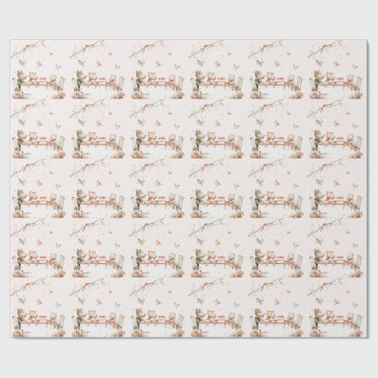 Bloesemfeest met katten cadeaupapier (Vlak)