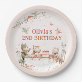 Bloesemfeest met katten papieren bordje (Voorkant)