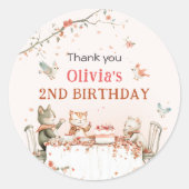 Bloesemfeest met katten ronde sticker (Voorkant)