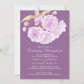 Bloesemlente donker paarse avondreceptie kaart (Voorkant)