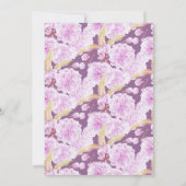 Bloesemlente donker paarse avondreceptie kaart (Achterkant)