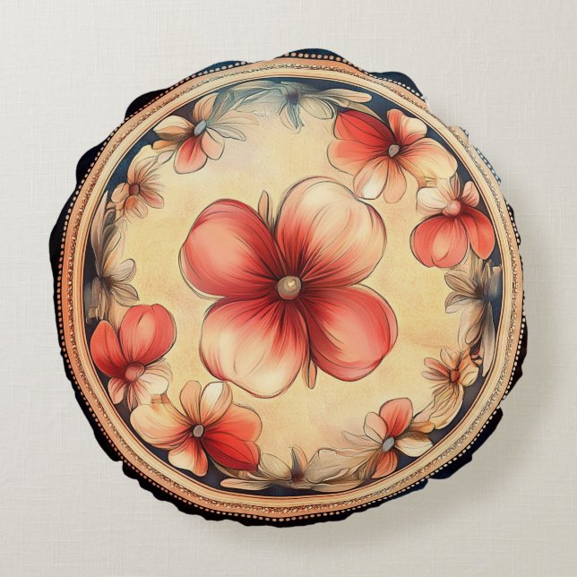  Bloesemmedaillon – Ronde Bloemkussen Rond Kussen (Achterkant)