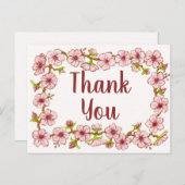 Bloesemrand~Bedankkaart 3 Briefkaart (Voorkant / Achterkant)