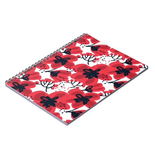 Bloesemrood: Abstract handgetekend patroon. Notitieboek (Linkerzijde)